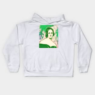 Mary Shelley Green Portrait | Mary Shelly Artwork 8 Kids Hoodie